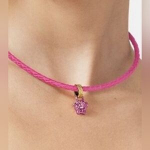NWT Versace crystal Medusa pink braided necklace